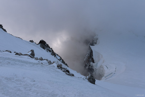 A l'arrivée au sommet du Mont Blanc du Tacul.