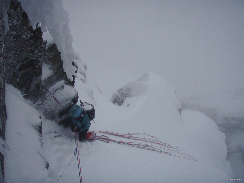 Le dernier relai de Comb Gully Buttress 1, Ben Nevis